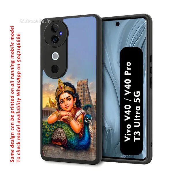 Tamil_God_Murugan_With_Mayil_Design_Printed_Premium_Glossy_Back_Case_Cover_With_Camera_Protection_For_Vivo_V40_5G_/_V40_Pro_5G_/_T3_Ultra_5G_Mk000376_Bx