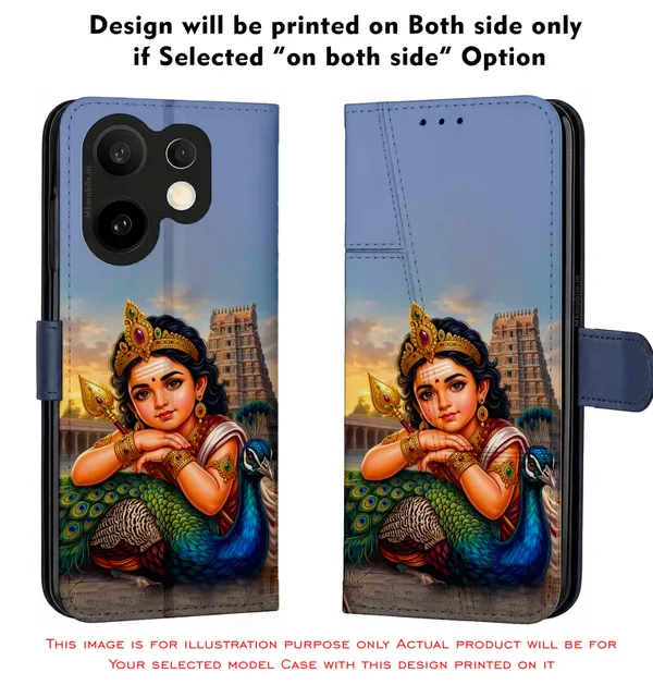 Tamil_God_Murugan_With_Mayil_Design_Printed_Flip_Case_Cover_With_Camera_Protection_Mk000376_Fcuv