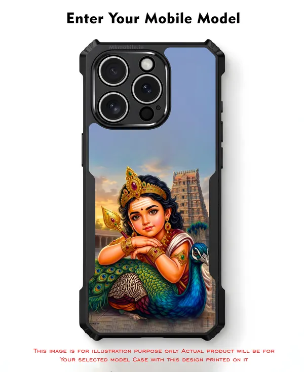 Tamil_God_Murugan_With_Mayil__Design_Printed_Bumper_Glossy_Back_Case_Cover_With_Camera_Protection_Mk000376_Bx