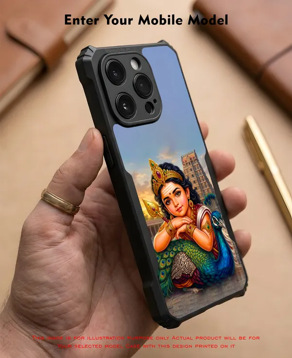 Tamil_God_Murugan_With_Mayil__Design_Printed_Bumper_Glossy_Back_Case_Cover_With_Camera_Protection_Mk000376_Bx