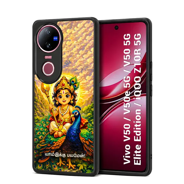 Tamil_God_Murugan_With_Mayil_Design_Printed_Premium_Glossy_Back_Case_Cover_With_Camera_Protection_For_Vivo_V50_/_V50e_/_V50_5g_Elite_Edition_/_iQOO_Z10r_5g_Mk000390_Bx
