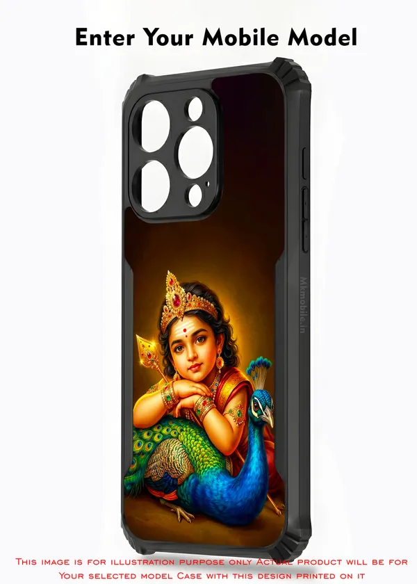 Tamil_God_Murugan_With_Mayil__Design_Printed_Bumper_Glossy_Back_Case_Cover_With_Camera_Protection_Mk000395_Bx