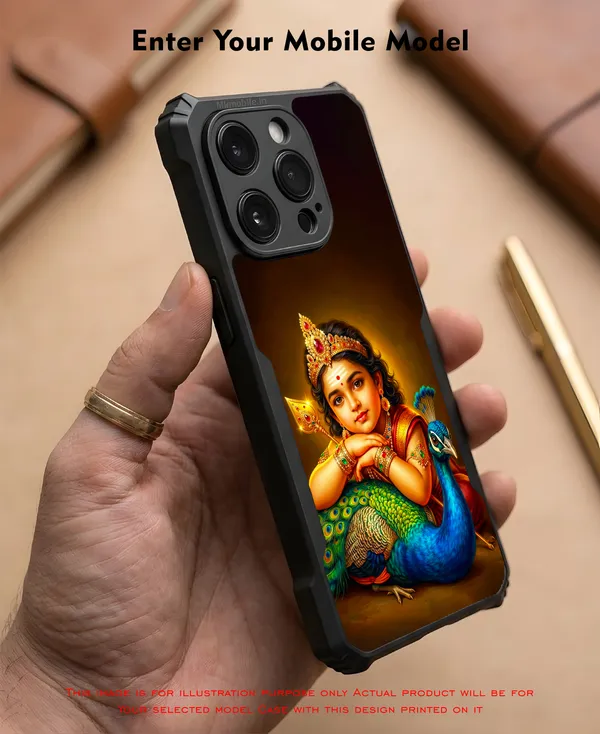 Tamil_God_Murugan_With_Mayil__Design_Printed_Bumper_Glossy_Back_Case_Cover_With_Camera_Protection_Mk000395_Bx