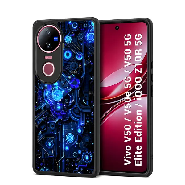 Black_And_Blue_Circuit_Board_Design_Printed_Premium_Glossy_Back_Case_Cover_With_Camera_Protection_For_Vivo_V50_/_V50e_/_V50_5g_Elite_Edition_/_iQOO_Z10r_5g_Mk000417_Bx