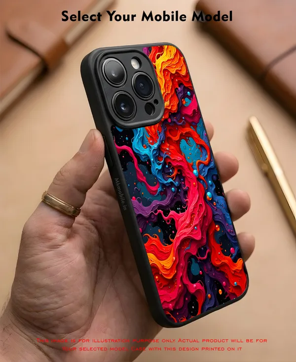 Abstract_Swirling_Paint_Pattern_With_Red,_Orange,_Blue,_And_Black_Design_Printed_Premium_Glossy_Back_Case_Cover_With_Camera_Protection_Mk000418_Bx