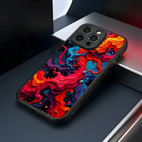 Abstract_Swirling_Paint_Pattern_With_Red,_Orange,_Blue,_And_Black_Design_Printed_Premium_Glossy_Back_Case_Cover_With_Camera_Protection_Mk000418_Bx