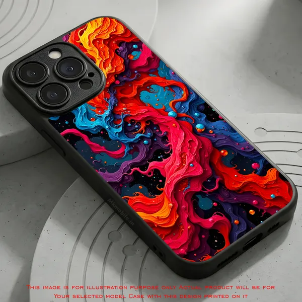 Abstract_Swirling_Paint_Pattern_With_Red,_Orange,_Blue,_And_Black_Design_Printed_Premium_Glossy_Back_Case_Cover_With_Camera_Protection_Mk000418_Bx