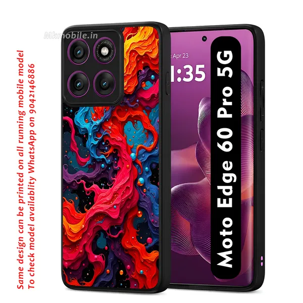 Abstract_Swirling_Paint_Pattern_With_Red,_Orange,_Blue,_And_Black_Design_Printed_Premium_Glossy_Back_Case_Cover_With_Camera_Protection_For_Moto_Edge_60_Pro_5G_Mk000418_Bx