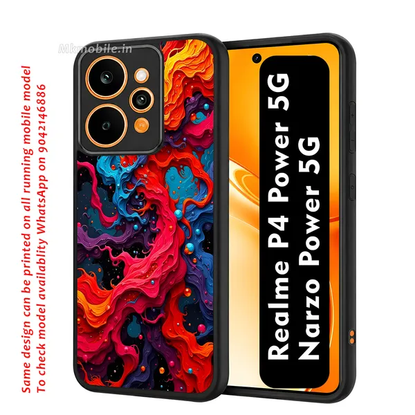 Abstract_Swirling_Paint_Pattern_With_Red,_Orange,_Blue,_And_Black_Design_Printed_Premium_Glossy_Back_Case_Cover_With_Camera_Protection_For_Realme_P4_Power_5G_/_Narzo_Power_5G_Mk000418_Bx