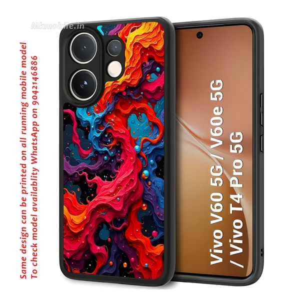 Abstract_Swirling_Paint_Pattern_With_Red,_Orange,_Blue,_And_Black_Design_Printed_Premium_Glossy_Back_Case_Cover_With_Camera_Protection_For_Vivo_V60_5G_/_V60e_/_T4_Pro_5G_Mk000418_Bx