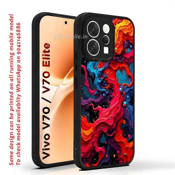 Abstract_Swirling_Paint_Pattern_With_Red,_Orange,_Blue,_And_Black_Design_Printed_Premium_Glossy_Back_Case_Cover_With_Camera_Protection_For_Vivo_V70_5G_/_V70_5G_Elite_Mk000418_Bx