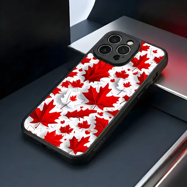 Features_A_Canadian_Maple_Leaf_Flag_Motif_Design_Printed_Premium_Glossy_Back_Case_Cover_With_Camera_Protection_Mk000419_Bx