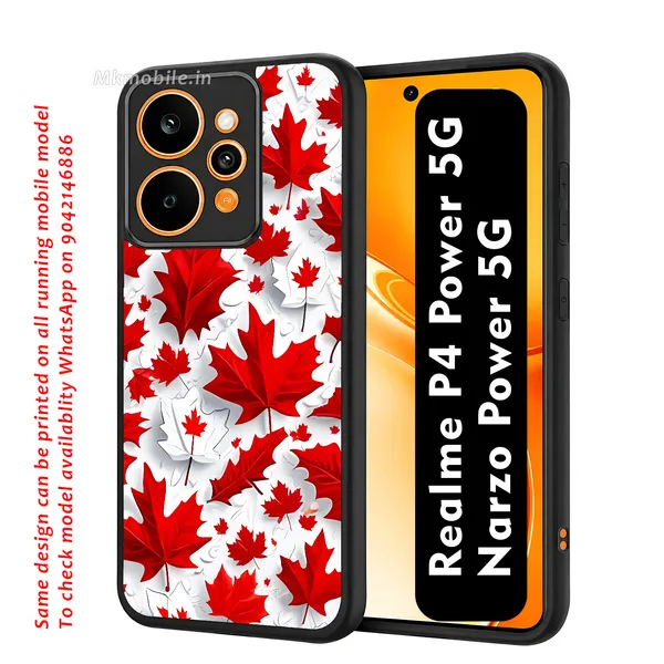 Features_A_Canadian_Maple_Leaf_Flag_Motif_Design_Printed_Premium_Glossy_Back_Case_Cover_With_Camera_Protection_For_Realme_P4_Power_5G_/_Narzo_Power_5G_Mk000419_Bx