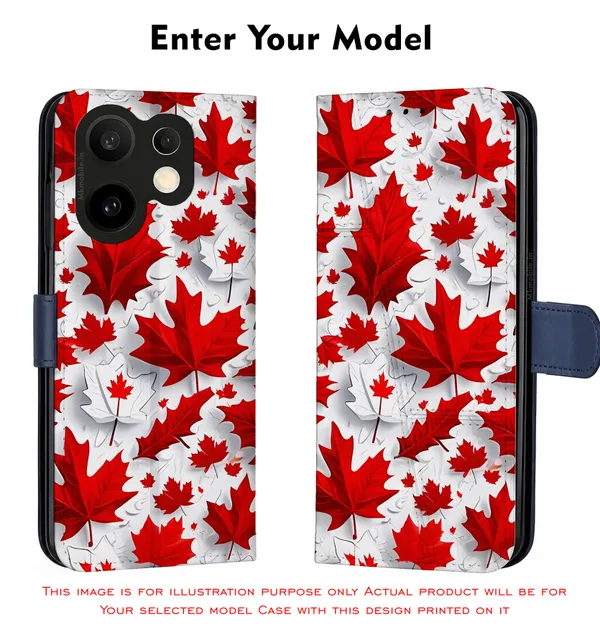 Features_A_Canadian_Maple_Leaf_Flag_Motif_Design_Printed_Flip_Case_Cover_With_Camera_Protection_Mk000419_Fcuv