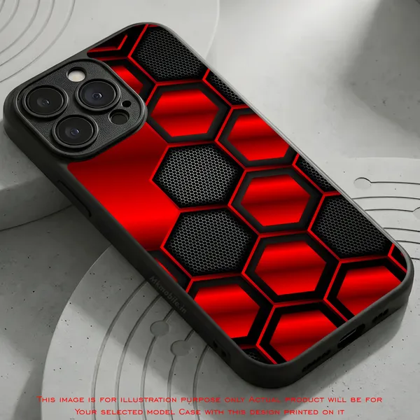 Striking_Red_And_Black_Hexagon_Pattern_Design_Printed_Premium_Glossy_Back_Case_Cover_With_Camera_Protection_Mk000421_Bx