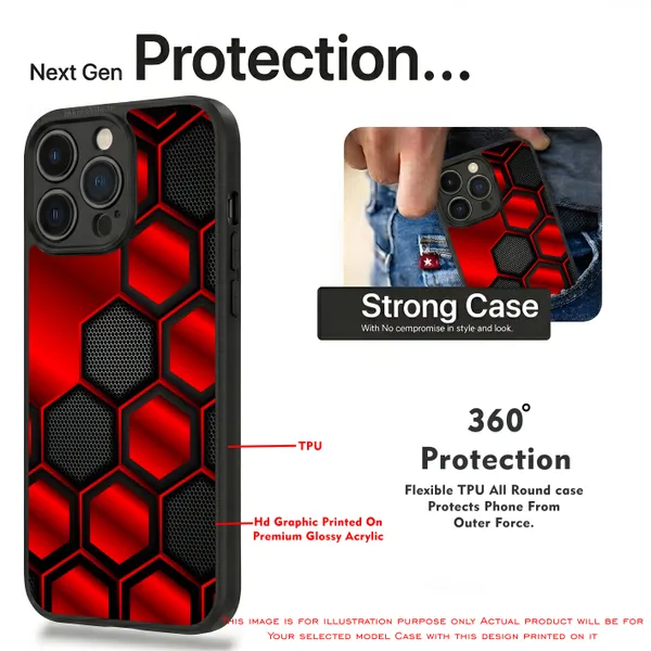 Striking_Red_And_Black_Hexagon_Pattern_Design_Printed_Premium_Glossy_Back_Case_Cover_With_Camera_Protection_Mk000421_Bx