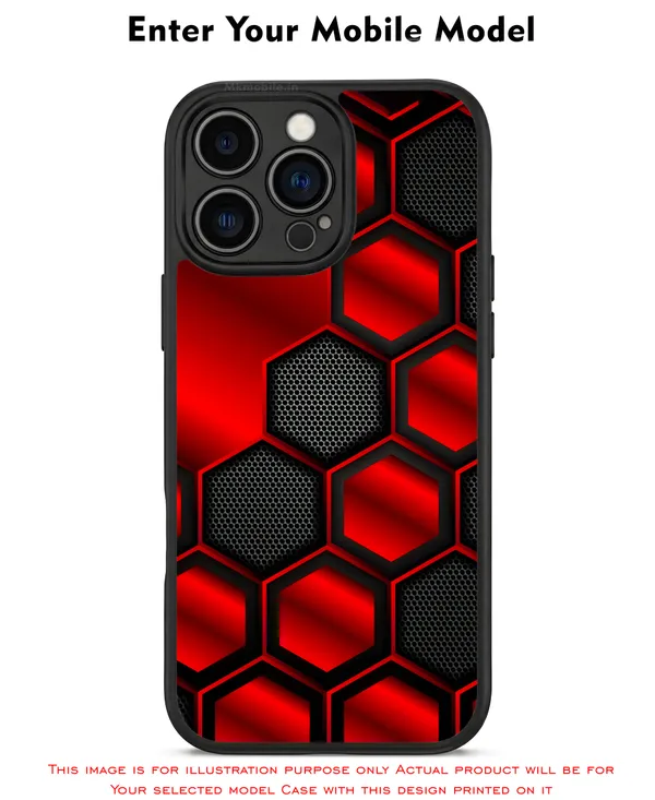 Striking_Red_And_Black_Hexagon_Pattern_Design_Printed_Premium_Glossy_Back_Case_Cover_With_Camera_Protection_Mk000421_Bx