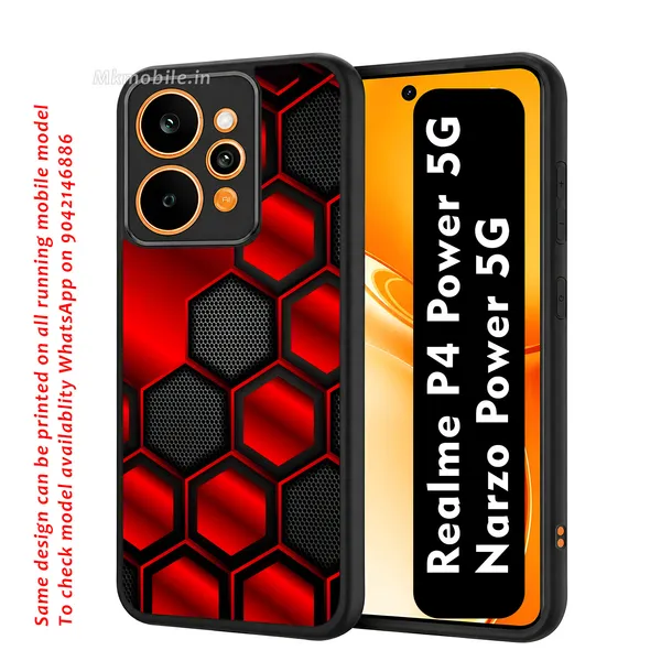 Striking_Red_And_Black_Hexagon_Pattern_Design_Printed_Premium_Glossy_Back_Case_Cover_With_Camera_Protection_For_Realme_P4_Power_5G_/_Narzo_Power_5G_Mk000421_Bx