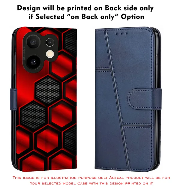 Striking_Red_And_Black_Hexagon_Pattern_Design_Printed_Flip_Case_Cover_With_Camera_Protection_Mk000421_Fcuv