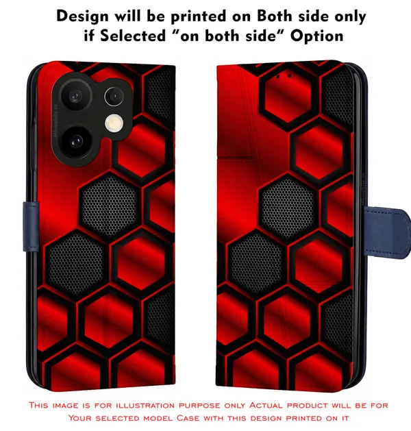 Striking_Red_And_Black_Hexagon_Pattern_Design_Printed_Flip_Case_Cover_With_Camera_Protection_Mk000421_Fcuv