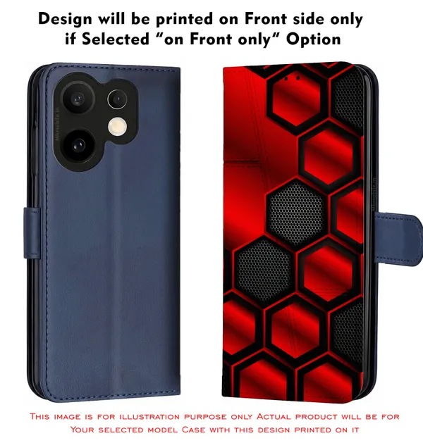 Striking_Red_And_Black_Hexagon_Pattern_Design_Printed_Flip_Case_Cover_With_Camera_Protection_Mk000421_Fcuv
