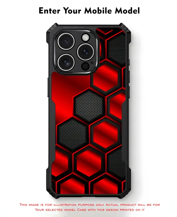 Striking_Red_And_Black_Hexagon_Pattern__Design_Printed_Bumper_Glossy_Back_Case_Cover_With_Camera_Protection_Mk000421_Bx