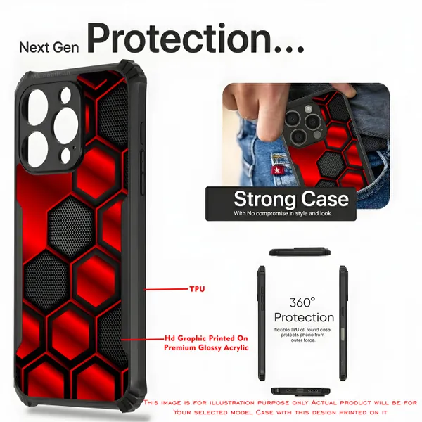 Striking_Red_And_Black_Hexagon_Pattern__Design_Printed_Bumper_Glossy_Back_Case_Cover_With_Camera_Protection_Mk000421_Bx