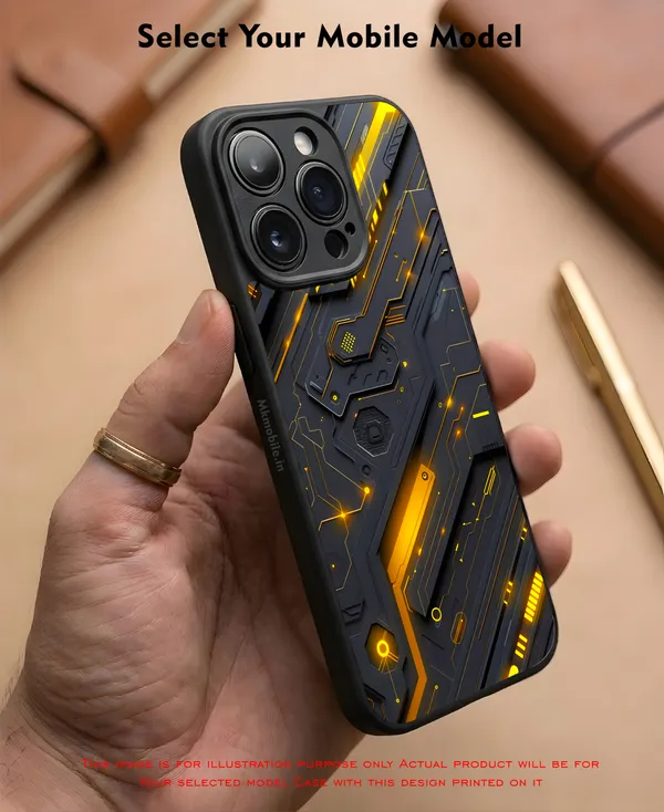 Futuristic_Circuit_Board_Pattern_With_Black_And_Yellow_Accents_Design_Printed_Premium_Glossy_Back_Case_Cover_With_Camera_Protection_Mk000424_Bx