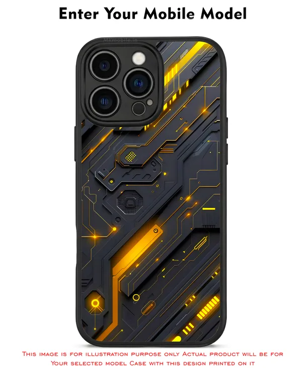 Futuristic_Circuit_Board_Pattern_With_Black_And_Yellow_Accents_Design_Printed_Premium_Glossy_Back_Case_Cover_With_Camera_Protection_Mk000424_Bx