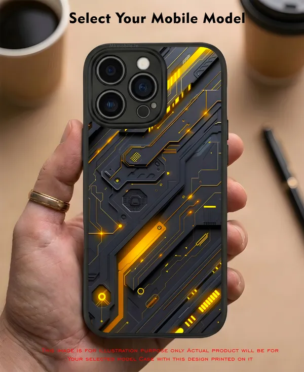 Futuristic_Circuit_Board_Pattern_With_Black_And_Yellow_Accents_Design_Printed_Premium_Glossy_Back_Case_Cover_With_Camera_Protection_Mk000424_Bx