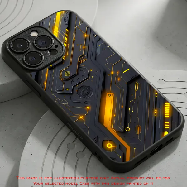 Futuristic_Circuit_Board_Pattern_With_Black_And_Yellow_Accents_Design_Printed_Premium_Glossy_Back_Case_Cover_With_Camera_Protection_Mk000424_Bx