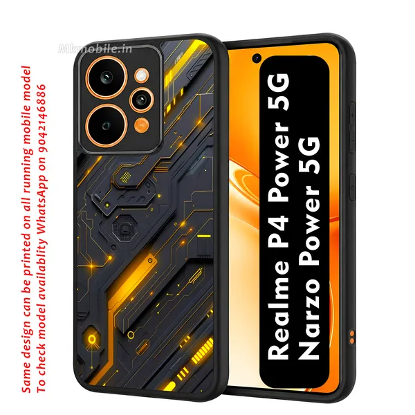 Futuristic_Circuit_Board_Pattern_With_Black_And_Yellow_Accents_Design_Printed_Premium_Glossy_Back_Case_Cover_With_Camera_Protection_For_Realme_P4_Power_5G_/_Narzo_Power_5G_Mk000424_Bx