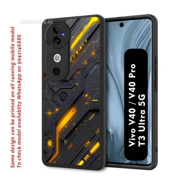 Futuristic_Circuit_Board_Pattern_With_Black_And_Yellow_Accents_Design_Printed_Premium_Glossy_Back_Case_Cover_With_Camera_Protection_For_Vivo_V40_5G_/_V40_Pro_5G_/_T3_Ultra_5G_Mk000424_Bx