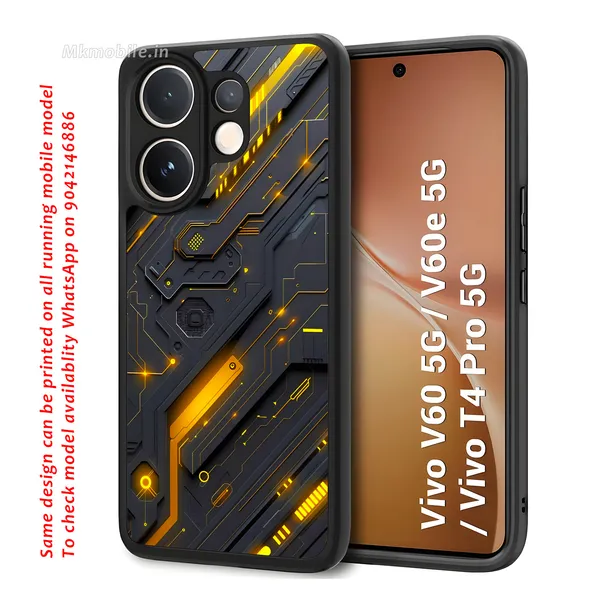 Futuristic_Circuit_Board_Pattern_With_Black_And_Yellow_Accents_Design_Printed_Premium_Glossy_Back_Case_Cover_With_Camera_Protection_For_Vivo_V60_5G_/_V60e_/_T4_Pro_5G_Mk000424_Bx