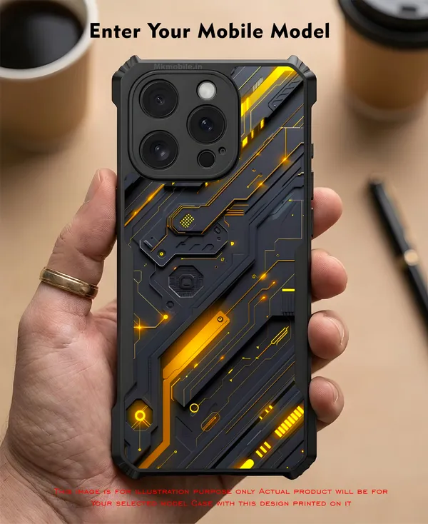 Futuristic_Circuit_Board_Pattern_With_Black_And_Yellow_Accents__Design_Printed_Bumper_Glossy_Back_Case_Cover_With_Camera_Protection_Mk000424_Bx