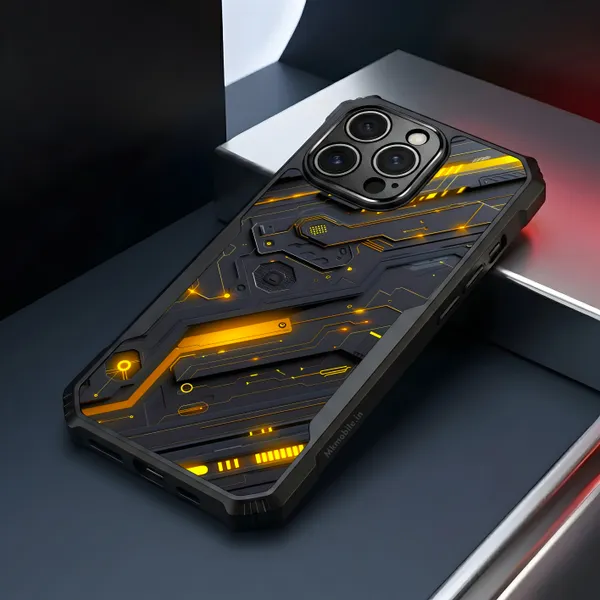 Futuristic_Circuit_Board_Pattern_With_Black_And_Yellow_Accents__Design_Printed_Bumper_Glossy_Back_Case_Cover_With_Camera_Protection_Mk000424_Bx