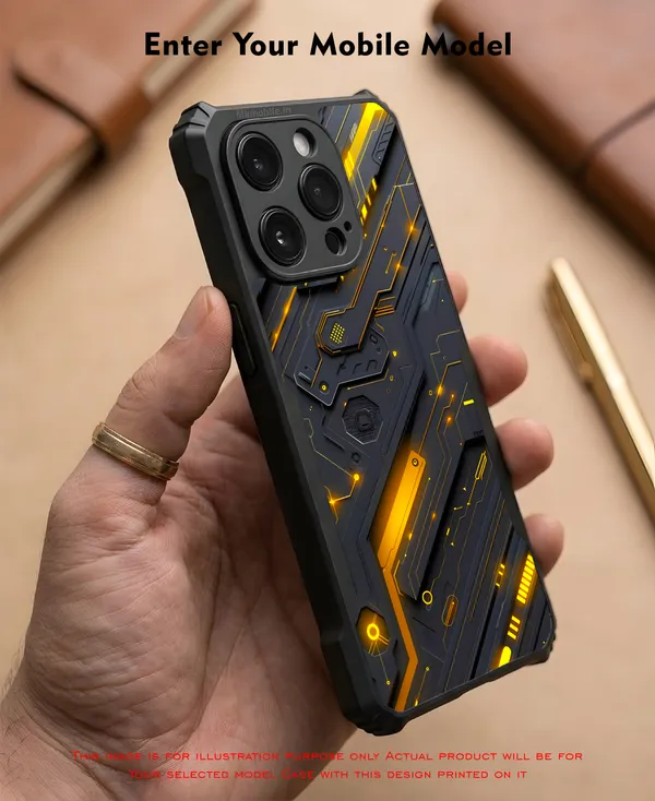 Futuristic_Circuit_Board_Pattern_With_Black_And_Yellow_Accents__Design_Printed_Bumper_Glossy_Back_Case_Cover_With_Camera_Protection_Mk000424_Bx