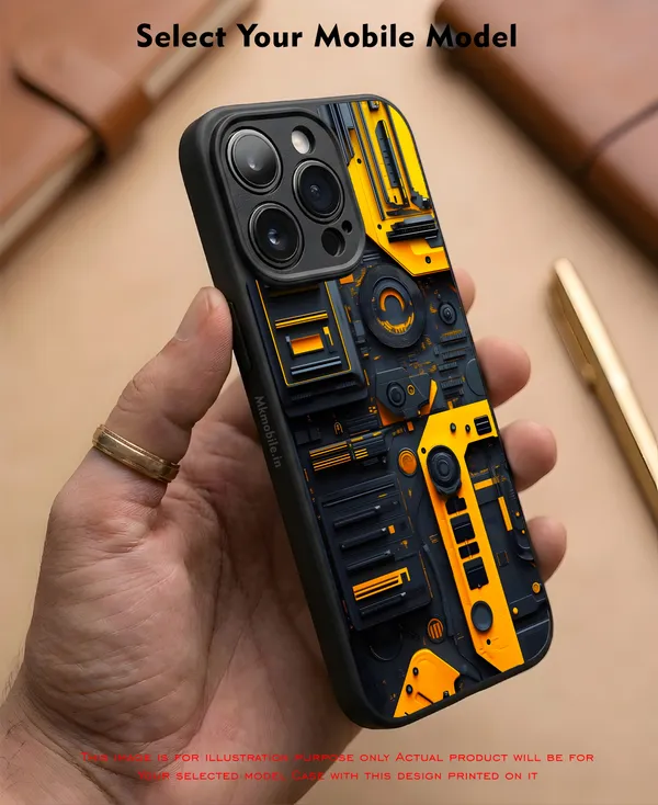 Industrial_Style,_Orange_And_Black_Mechanical_Design_Printed_Premium_Glossy_Back_Case_Cover_With_Camera_Protection_Mk000425_Bx