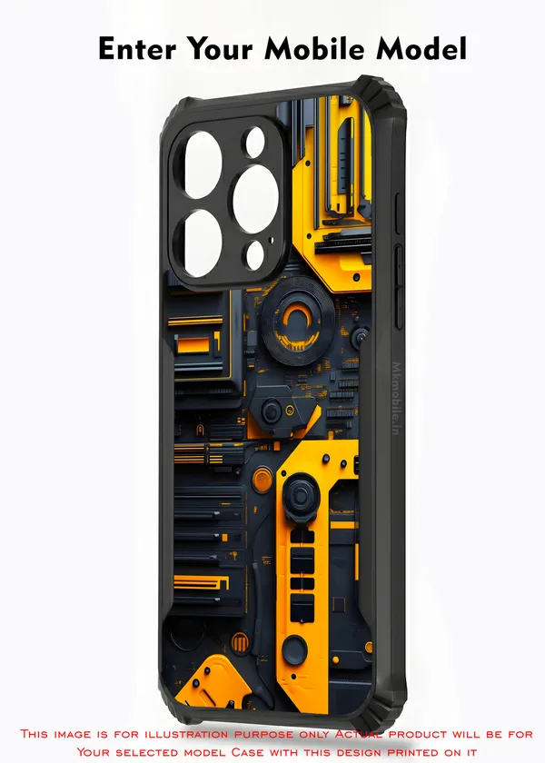 Industrial_Style,_Orange_And_Black_Mechanical__Design_Printed_Bumper_Glossy_Back_Case_Cover_With_Camera_Protection_Mk000425_Bx