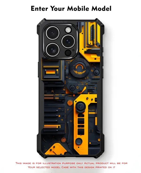 Industrial_Style,_Orange_And_Black_Mechanical__Design_Printed_Bumper_Glossy_Back_Case_Cover_With_Camera_Protection_Mk000425_Bx