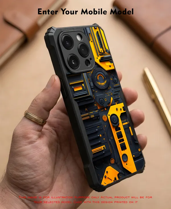 Industrial_Style,_Orange_And_Black_Mechanical__Design_Printed_Bumper_Glossy_Back_Case_Cover_With_Camera_Protection_Mk000425_Bx