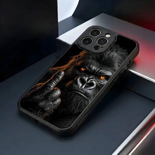 A_Fierce_Close_Up_Portrait_Of_A_Gorilla_In_Swag_Or_Snarl_Expression_Design_Printed_Premium_Glossy_Back_Case_Cover_With_Camera_Protection_Mk000450_Bx
