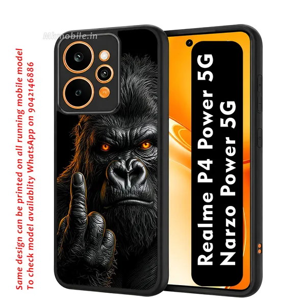 A_Fierce_Close_Up_Portrait_Of_A_Gorilla_In_Swag_Or_Snarl_Expression_Design_Printed_Premium_Glossy_Back_Case_Cover_With_Camera_Protection_For_Realme_P4_Power_5G_/_Narzo_Power_5G_Mk000450_Bx