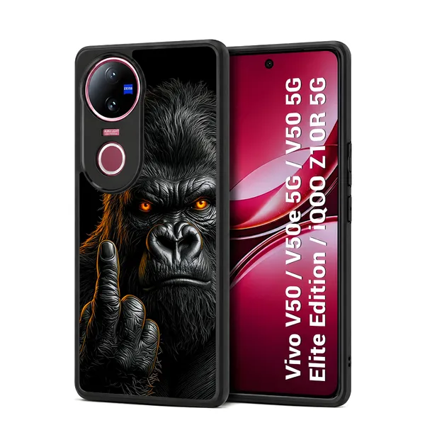 A_Fierce_Close_Up_Portrait_Of_A_Gorilla_In_Swag_Or_Snarl_Expression_Design_Printed_Premium_Glossy_Back_Case_Cover_With_Camera_Protection_For_Vivo_V50_/_V50e_/_V50_5g_Elite_Edition_/_iQOO_Z10r_5g_Mk000450_Bx
