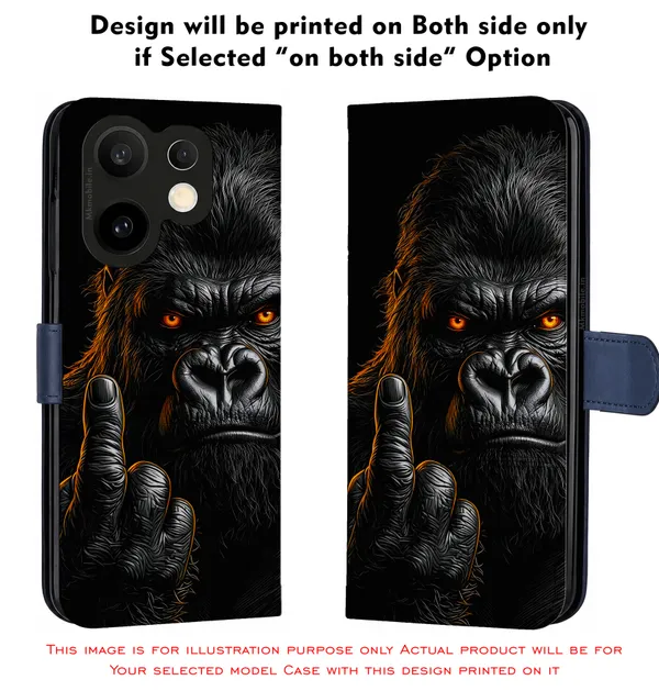 A_Fierce_Close_Up_Portrait_Of_A_Gorilla_In_Swag_Or_Snarl_Expression_Design_Printed_Flip_Case_Cover_With_Camera_Protection_Mk000450_Fcuv