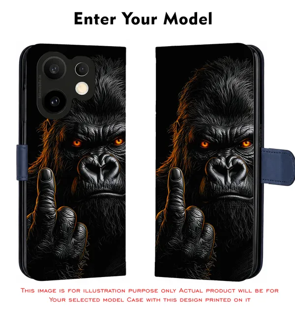 A_Fierce_Close_Up_Portrait_Of_A_Gorilla_In_Swag_Or_Snarl_Expression_Design_Printed_Flip_Case_Cover_With_Camera_Protection_Mk000450_Fcuv