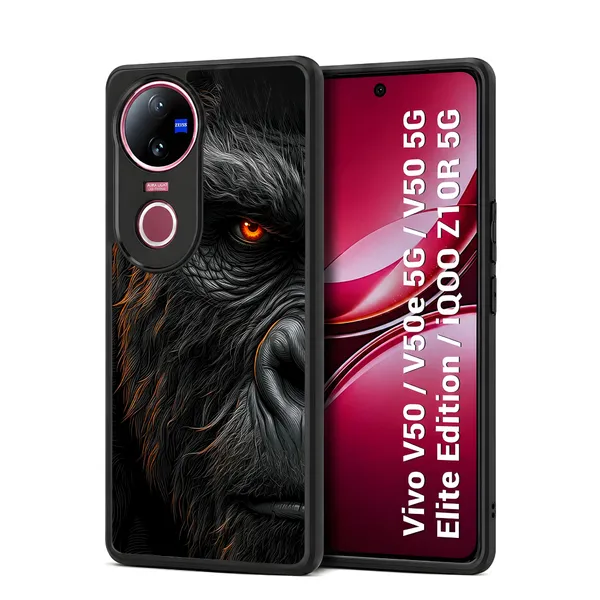 Realistic_Close_Up_Portrait_Of_A_Gorilla_With_Glaring_Red_Eyes_Design_Printed_Premium_Glossy_Back_Case_Cover_With_Camera_Protection_For_Vivo_V50_/_V50e_/_V50_5g_Elite_Edition_/_iQOO_Z10r_5g_Mk000451_Bx