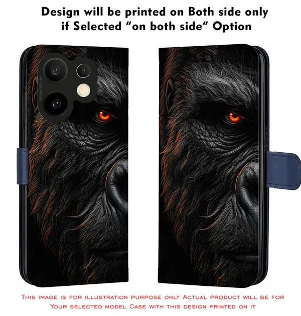 Realistic_Close_Up_Portrait_Of_A_Gorilla_With_Glaring_Red_Eyes_Design_Printed_Flip_Case_Cover_With_Camera_Protection_Mk000451_Fcuv