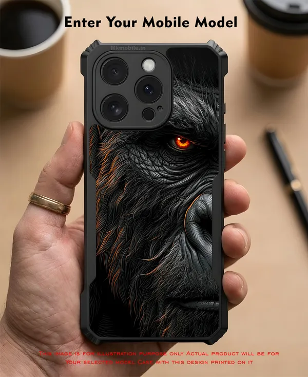 Realistic_Close_Up_Portrait_Of_A_Gorilla_With_Glaring_Red_Eyes__Design_Printed_Bumper_Glossy_Back_Case_Cover_With_Camera_Protection_Mk000451_Bx