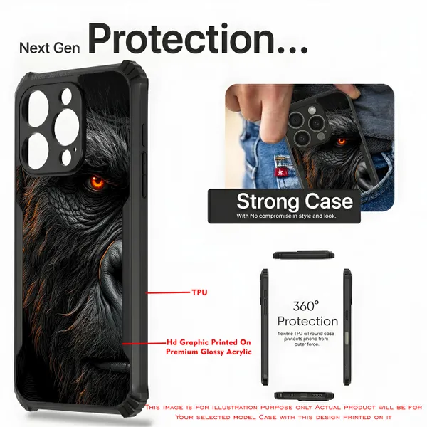 Realistic_Close_Up_Portrait_Of_A_Gorilla_With_Glaring_Red_Eyes__Design_Printed_Bumper_Glossy_Back_Case_Cover_With_Camera_Protection_Mk000451_Bx